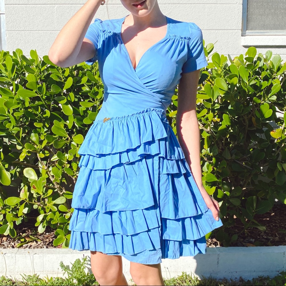 Vintage ruffle wrap dress